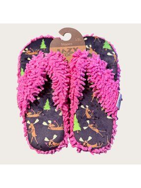 New Lazy One Moose Print Flip Flop Spa Slippers Size L/XL Non-Slip